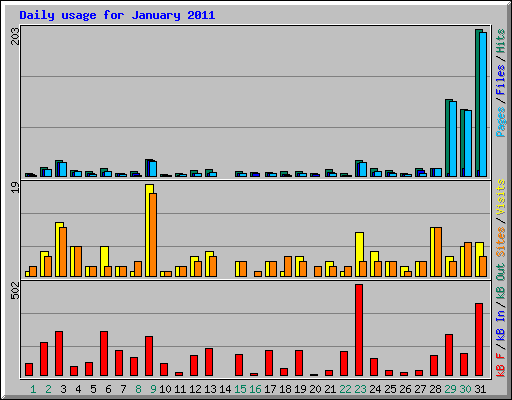 Daily usage for January 2011