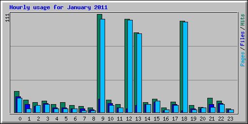 Hourly usage for January 2011